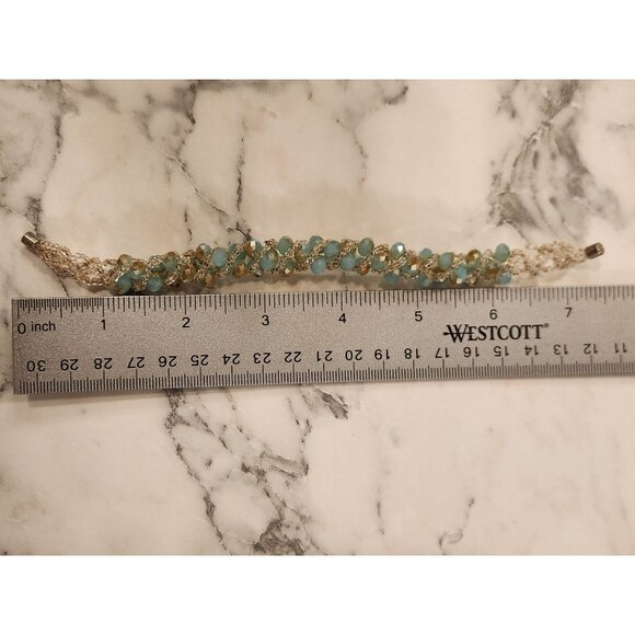 Beaded Crystal & Aquamarine Bracelet With Magnetic Clasp - Picture 4 of 4